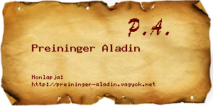 Preininger Aladin névjegykártya